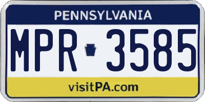 PA license plate MPR3585