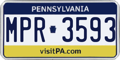 PA license plate MPR3593