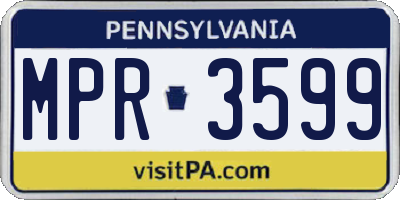 PA license plate MPR3599