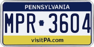 PA license plate MPR3604