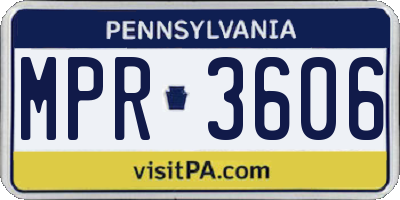 PA license plate MPR3606