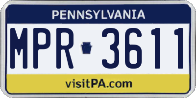 PA license plate MPR3611