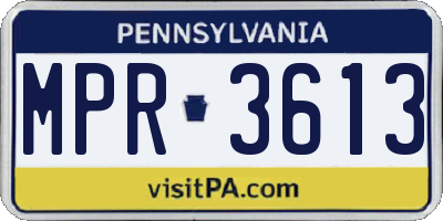 PA license plate MPR3613