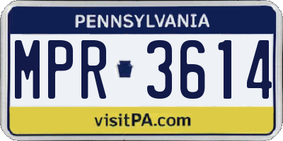 PA license plate MPR3614