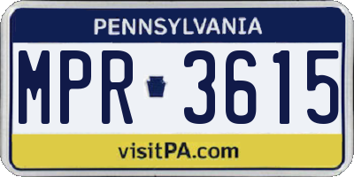 PA license plate MPR3615