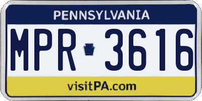 PA license plate MPR3616