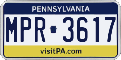 PA license plate MPR3617