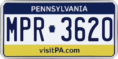 PA license plate MPR3620