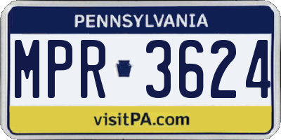 PA license plate MPR3624