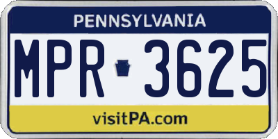 PA license plate MPR3625