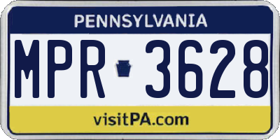 PA license plate MPR3628