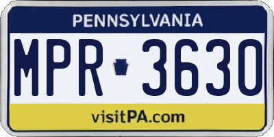 PA license plate MPR3630