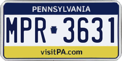 PA license plate MPR3631