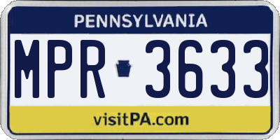 PA license plate MPR3633