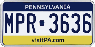 PA license plate MPR3636