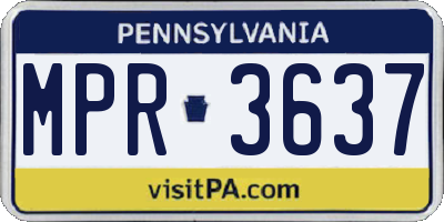 PA license plate MPR3637