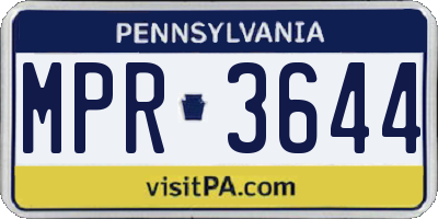 PA license plate MPR3644