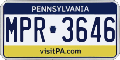PA license plate MPR3646