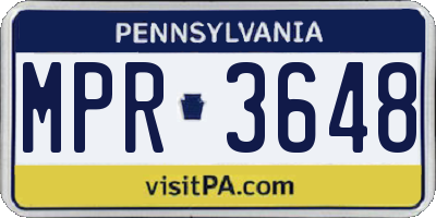 PA license plate MPR3648
