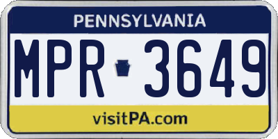 PA license plate MPR3649