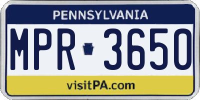 PA license plate MPR3650