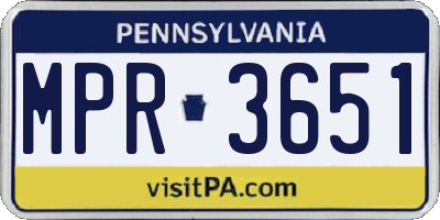 PA license plate MPR3651