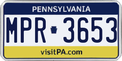 PA license plate MPR3653