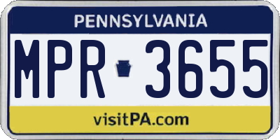 PA license plate MPR3655