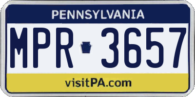 PA license plate MPR3657