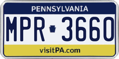 PA license plate MPR3660