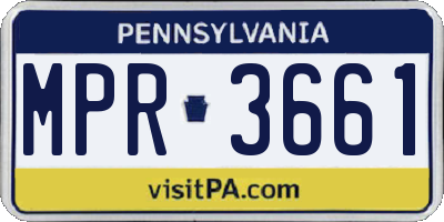 PA license plate MPR3661