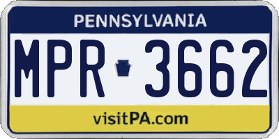 PA license plate MPR3662