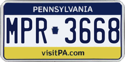 PA license plate MPR3668