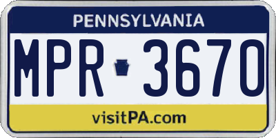 PA license plate MPR3670