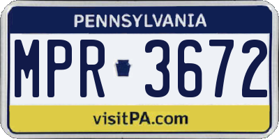 PA license plate MPR3672