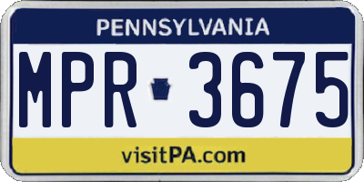PA license plate MPR3675