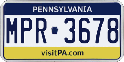 PA license plate MPR3678
