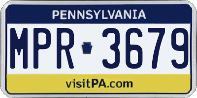 PA license plate MPR3679