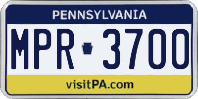 PA license plate MPR3700