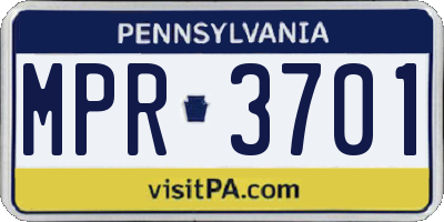 PA license plate MPR3701