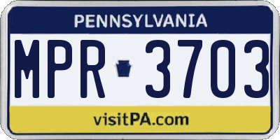PA license plate MPR3703