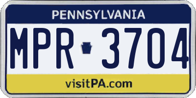 PA license plate MPR3704