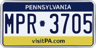 PA license plate MPR3705