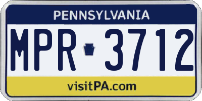 PA license plate MPR3712