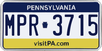 PA license plate MPR3715