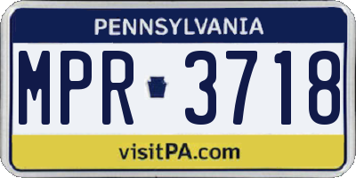 PA license plate MPR3718