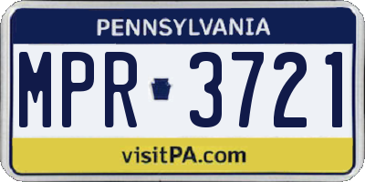 PA license plate MPR3721