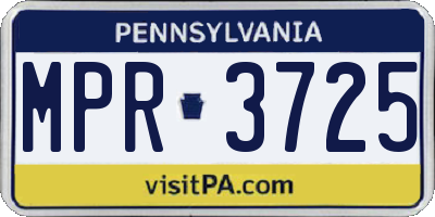 PA license plate MPR3725