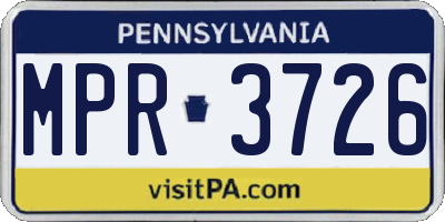 PA license plate MPR3726