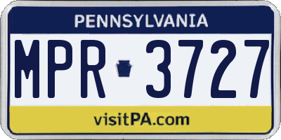 PA license plate MPR3727
